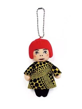 Yayoi Kusama Polka Dot Plush Artist Doll Mascot Bag Charm Keychain